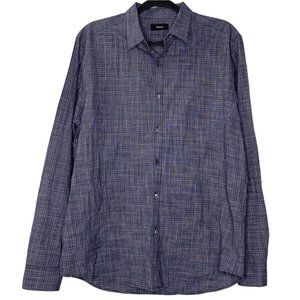 Theory Irving Plaid Button Shirt (Size Large) Men’s Long Sleeve Blue Grid
